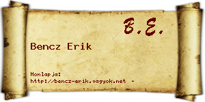Bencz Erik névjegykártya